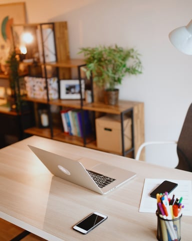 Home office with laptop